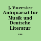 J. Voerster Antiquariat für Musik und Deutsche Literatur <Stuttgart>: Katalog