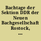 Bachtage der Sektion DDR der Neuen Bachgesellschaft Rostock, 14. bis 16. November 1986
