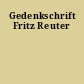 Gedenkschrift Fritz Reuter