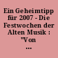 Ein Geheimtipp für 2007 - Die Festwochen der Alten Musik : "Von Weisheit und Weltverbesserern" - Telemann, Händel und die Sehnsucht der Deutschen im Barock.