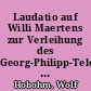 Laudatio auf Willi Maertens zur Verleihung des Georg-Philipp-Telemann-Preises der Stadt Magdeburg 1989
