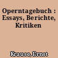 Operntagebuch : Essays, Berichte, Kritiken