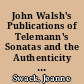 John Walsh's Publications of Telemann's Sonatas and the Authenticity of "Op. 2"