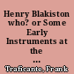 Henry Blakiston who? or Some Early Instruments at the Library of Congress